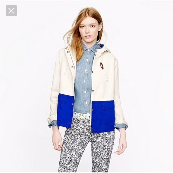 J. Crew Colorblock Sail Jacket white blue XS - Picture 2 of 11